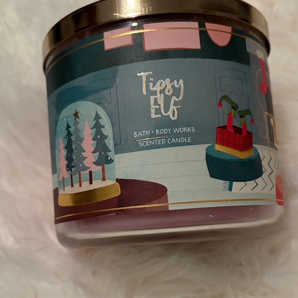Bath & Body Works Tipsy Elf Scented Candle - Pink and Gold